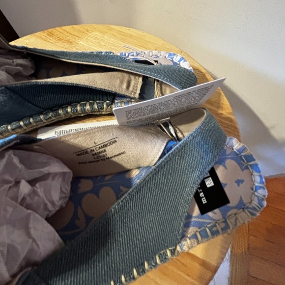 Marimekko & Uniqlo collab denim blue open toe espadrilles flats NWT - Picture 3 of 10